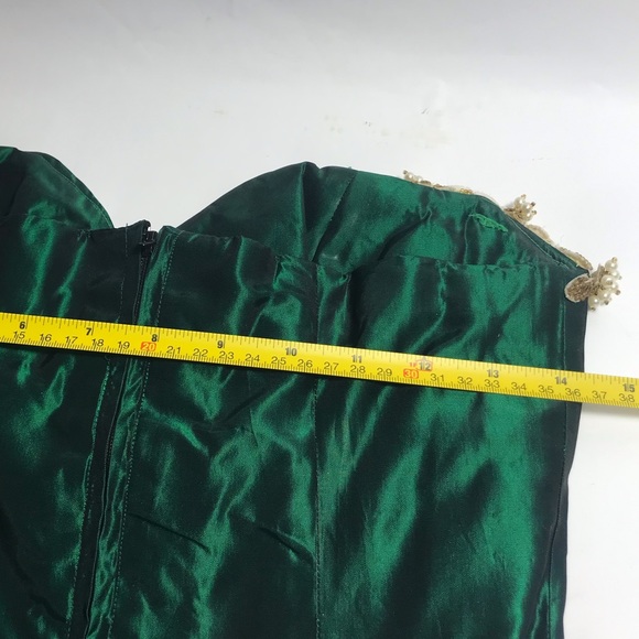 Vintage Hand Made Royal Green Taffeta Beaded Mini Dress with Caplet - Picture 12 of 16